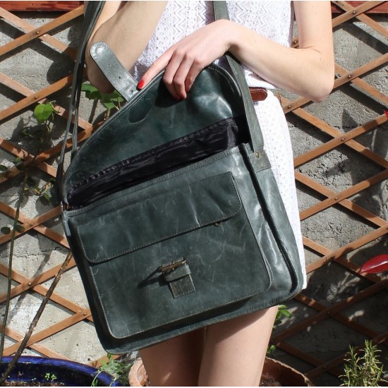 Satchel Single Buckle Charcoal Leather